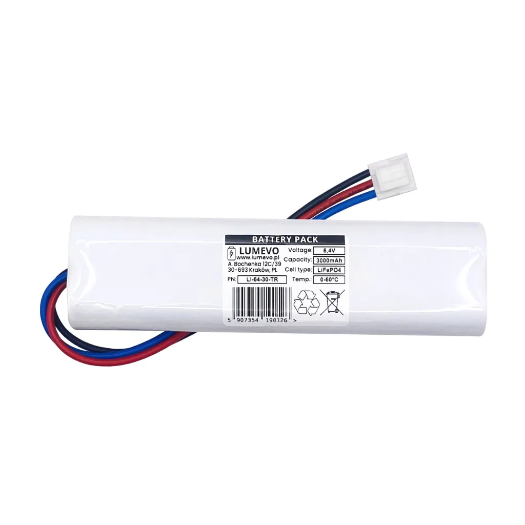 [LI-64-30-TWR] Akumulator LiFePO4 6,4V 3000mAh - "Twix" 3PIN Awex
