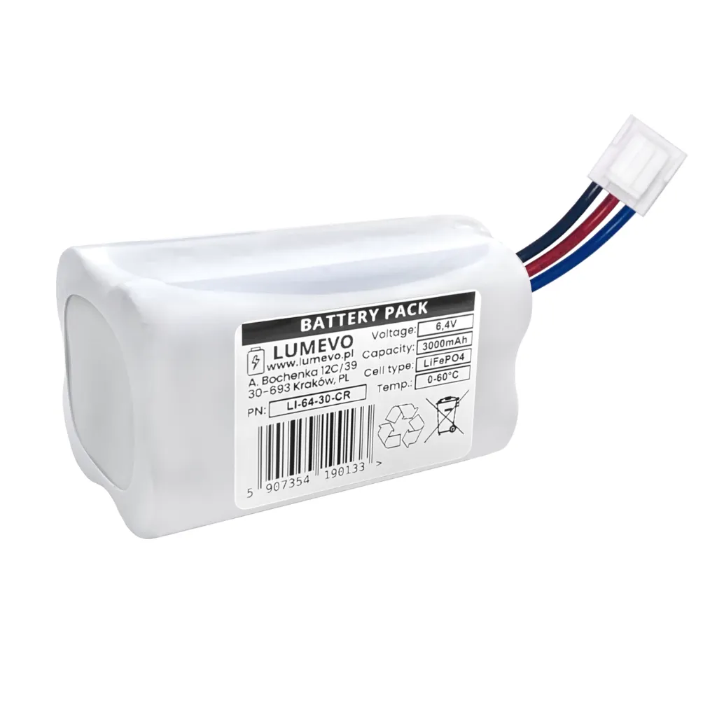 [LI-64-30-CR] Akumulator LiFePO4 6,4V 3000mAh - "Puszka" 3PIN Awex